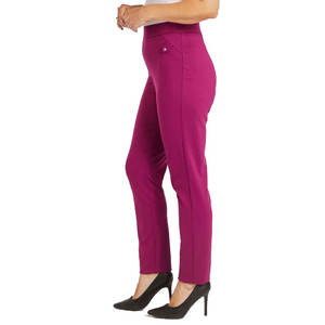 Pantalones holgados hechos a medida para mujer, pantalón morado de cintura media para mujer con estilo frontal plano, opciones de tamaño OEM ODM - Product Image 6