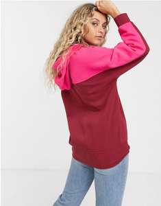 Tendencia EE. UU. Moda Mujer Estilo Vintage Sudadera con capucha personalizada Pink & Maroon Colorblock Pullover Soft Quality Streetwear 2025 - Product Image 2