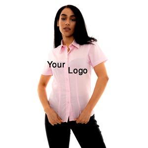 Chemise formelle d'été pour femmes avec logo personnalisé, 100% coton, manches courtes, col en V, bouton, tenue de bureau professionnelle, Bangladesh - Product Image 3