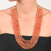 Vendeur chaud perlé 7 doublure collier en couches de pierres précieuses naturelles Orange Jade collier pour femmes bijoux en pierres précieuses collier de fête des mères