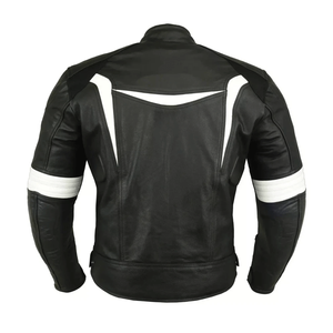 Hot Selling Men's Racing Motorbike Jacket Genuine Cowhide Leather Black White CE Armours Protections Windproof Printed - Product Image 3