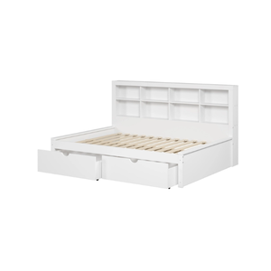 Lit superposé en bois du Vietnam blanc fournisseur OEM avec deux tiroirs sous le lit bibliothèque pour enfants lit de jour complet pour chambre à coucher ou hôtel - Product Image 1