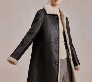 Chaqueta de cuero con cuello vuelto personalizada para mujer, transpirable, a prueba de viento, forro de poliéster, patrón sólido, manga larga, Otoño Invierno - Product Image 1