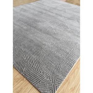 Tapis en laine et soie de bambou à motif géométrique Uvenuti, noué à la main, gris et noir, pour salon, récompensé par le Designers Choice Award - Product Image 2