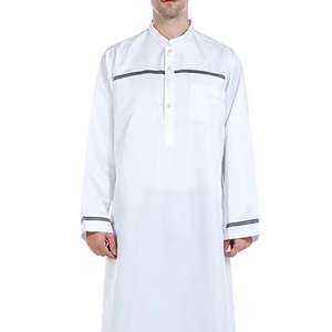 Robes Jubba pour hommes du Moyen-Orient, designs personnalisés à bas prix, tissu en polyester filé rouge d'été, pantalon Thobe arabe, décontracté, respirant, ample - Product Image 6