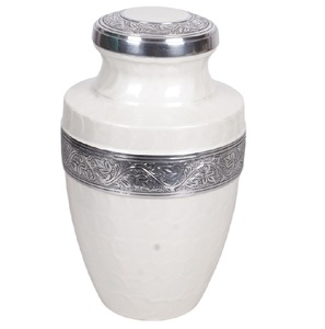 Urna de cremación de metal decorativa blanca personalizada urna conmemorativa duradera con diseño pulido a precio al por mayor - Product Image 4