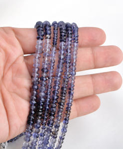 Iolite ลูกปัดธรรมดา1เส้นสร้อยคออัญมณีธรรมชาติสำหรับการทำเครื่องประดับอัญมณี - Product Image 6