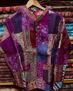 แจ็กเก็ตแขนกุดผ้าฝ้ายสีดำปะต่อ jaipuri วินเทจ - Product Image 3