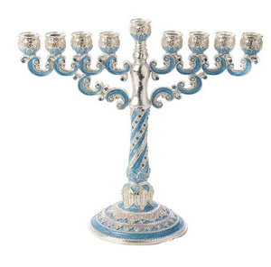 Conception gravée traditionnelle Menorah classique finie en or Menorah juive moderne pour le Tabernacle 9 bras Hanoukka pour la vente en gros - Product Image 6