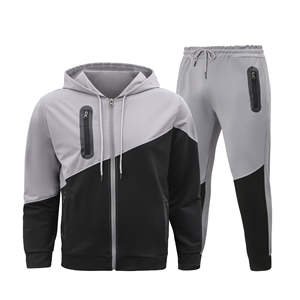 Survêtement de sport confortable à capuche pour hommes, tenue de sport deux pièces à motif solide, manches longues, entraînement d'hiver, respirant - Product Image 4