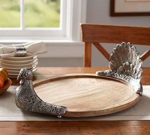 Tabla de cortar de gallo de madera de acacia con asas plateadas y esparcidor Ideal para aperitivos de queso y utensilios de cocina decorativos - Product Image 6