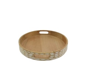 Plateau rond en bois d'acacia Plateau en bois pour hôtel Assiette à dessert - Product Image 1