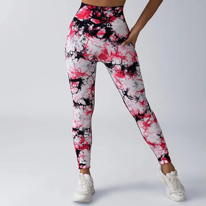 Mallas de yoga clásicas transpirables de cintura alta para mujer pantalones de gimnasio impresos con logotipo personalizado con bolsillo - Product Image 5