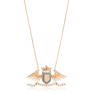 จี้สร้อยคอจี้มงกุฎและปีกเทอร์ควอยซ์เครื่องประดับสเตอร์ลิงทำด้วยมือสไตล์ตุรกี925 - Product Image 6