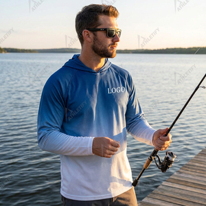 Sudadera con Capucha UPF 50 para Hombre, Cómoda, con Logotipo Frontal, Manga Larga, Ligera, Camisa de Pesca para Pescadores y Actividades al Aire Libre - Product Image 2