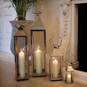Unique Design Stainless Steel and Glass Candle <b>Lanterns</b> Set of 4 for Interior and Exterior Decor Hanging <b>Lantern</b> - Product Image 6