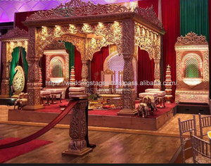 Thème de jardin extérieur mariage Bollywood Mandap piliers en fibre de haute qualité sculpté mariage Mandapam conceptions modernes mariage Mandaps - Product Image 2