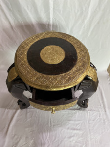 Handcrafted Rajasthani Brass Inlay Elephant Shape Best Quality Single Draw End Table Nighstand For Home Hotel - Product Image 5