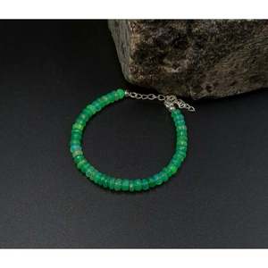 925 Sterling Silver Green Ethiopian Opal Bracelet Beaded <b>Charm</b> Bracelets with Gold Plating Gold Main Stone Pearl Accents - Product Image 1
