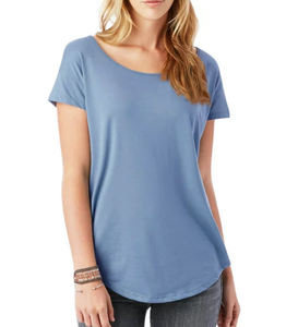 Femmes encolure dégagée palangre t-shirt bas rond T à manches courtes chemises dames Scoop fond rond palangre t-shirt femmes - Product Image 5