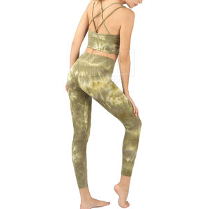 Recién llegado, conjunto de Yoga para mujer, cintura elástica sólida, Spandex frontal/Material de poliéster, secado rápido, transpirable, personalizable, gimnasio de 2 piezas - Product Image 5