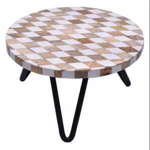 Handcrafted <b>Epoxy</b> <b>Resin</b> and Natural Wood Inlay Cake Stand Premium Metal-Leg Dessert Display Festive Events & Luxury Decoration - Product Image 5