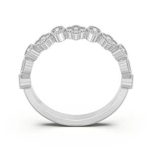 Banda a juego de eternidad de boda de corte redondo para mujer - Product Image 2