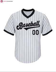 Logotipo cosido personalizado, nombre y número, cuello en V, camiseta de béisbol para hombres, mujeres, jóvenes, ropa deportiva transpirable a rayas - Product Image 3