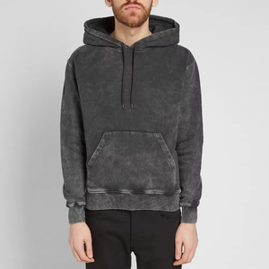 Sweat à capuche pour homme délavé à l'acide, tissu épais de haute qualité, saison hivernale, motif uni, col à capuche, 2 pièces, teinture unie, écologique - Product Image 2