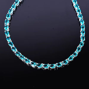 Multi Paraiba Tourmaline Rondelle Cut <b>Tennis</b> <b>Necklace</b> IGI Certified Wedding Jewelry Party Anniversary Gift for Wife Designer - Product Image 1