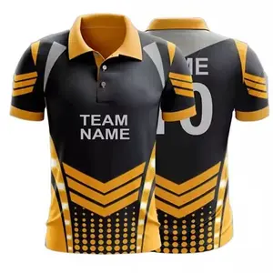 Cricket Sublimation Jersey Polo Collar Sports Jersey Printed Cricket T Shirts With Team Name And Number
