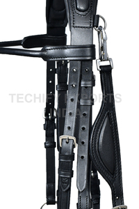 Bridon de cheval en cuir noir de qualité supérieure avec bride sans mors réglable et couronne rembourrée - Product Image 6