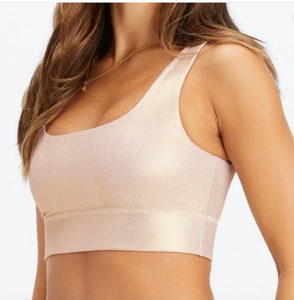 Conjunto de sujetador y mallas de cintura alta Fabletics Revitalize Gold Hologram Oasis para mujer de secado rápido antibacteriano y Anti-UV de alta calidad - Product Image 2