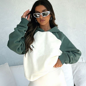 Diseño de logotipo personalizado Street Lux Wear Fleece Pullover Hoodie Mujeres Boyfriend Oversize Color Block Hoodies - Product Image 4