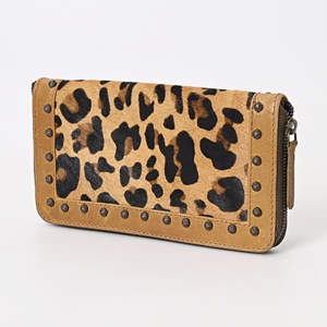 Custom Handmade White Hair-On Cowhide Beaded Clutch <b>Wallet</b> with Rhinestone Detail & Passport <b>Holder</b> - Product Image 2