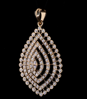 Colgante y Dijes de Lujo con Diamantes Redondos de Corte Brillante de 14K, Certificados por IGI, a la Moda