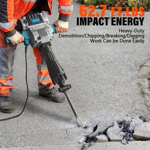 Martillo Demoledor Eléctrico de Alta Resistencia de 2100W y 50 Libras, 17 Amperios, con Cable, Hexágono de 1-3/16 Pulgadas, para Demoler Pavimento de Concreto - Product Image 1