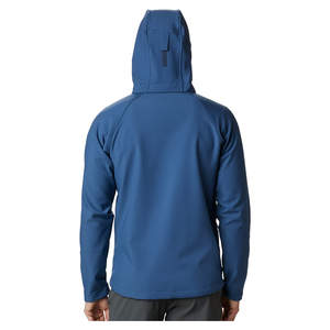 Veste d'hiver en softshell personnalisée avec logo imprimé, couleur unie, imperméable, à capuche, coupe-vent pour sports de plein air en tissu toile - Product Image 2