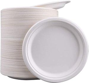 Biodegradable Sugarcane Bagasse Paper <b>Plates</b> 6-9 Inch Water Resistant <b>Disposable</b> Modern Luxury Tableware 50 Pieces/Bag Party - Product Image 1