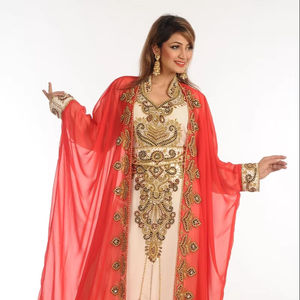 Multicolor Zari Work Georgette Kaftan Ropa de fiesta de estilo islámico transpirable con piedras y cuentas Suministro ODM - Product Image 1