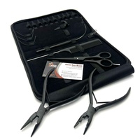 Kit d'outils de pince d'extension de cheveux à micro-anneau noir mat comprenant des pinces ciseaux boucle Logo personnalisé outil d'extension de cheveux humains