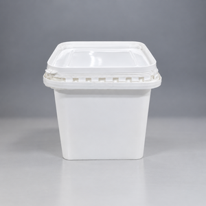 Seau en plastique carré de 4 L avec couvercle blanc - Product Image 1