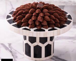 Luxury Round Bone Inlay Wood Cake Stand with Elegant Base Eco-Friendly Handmade for Weddings Sophisticated Dining <b>Table</b> Decor - Product Image 2