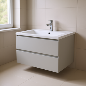 Mueble de Baño Diseño Italiano 2 Cajones Gris Perla Base Suspendida 90cm - Product Image 3