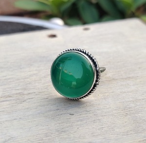 925 Solid <b>Silver</b> Classical <b>Ring</b> Jewelry For Women 925 Sterling <b>Silver</b> Green Onyx Gemstone <b>Boho</b> Style Handmade <b>Ring</b> Gift For Mom - Product Image 4