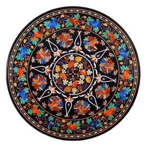 Table d'appoint moderne en marbre blanc incrustation florale Pietra Dura artisanale plateau en bois fait à la main pour la décoration intérieure meubles de salon en verre - Product Image 1