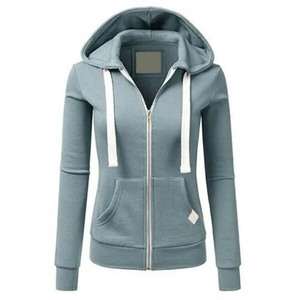 Sweat à capuche de haute qualité pour femme, broderie imprimée, fermeture éclair, matière polaire, hiver, couleur personnalisée, cordon de serrage - Product Image 1