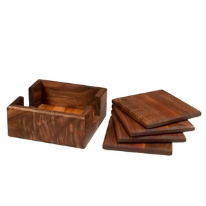 Dessous de verre en bois forme carrée meilleur support en bois de conception pour la maison et le restaurant vaisselle Dessous de verre en bois par l'artisanat en croissant - Product Image 1