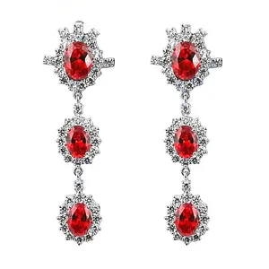Boucles d'oreilles pendantes en argent et rubis pour femmes, style statement - Product Image 1