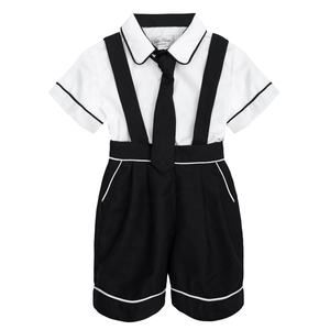 Ensemble 3 pièces de haute qualité de Paul chemise noire à manches courtes pantalons à bretelles pour garçons vente en gros de vêtements solides en toute occasion - Product Image 5